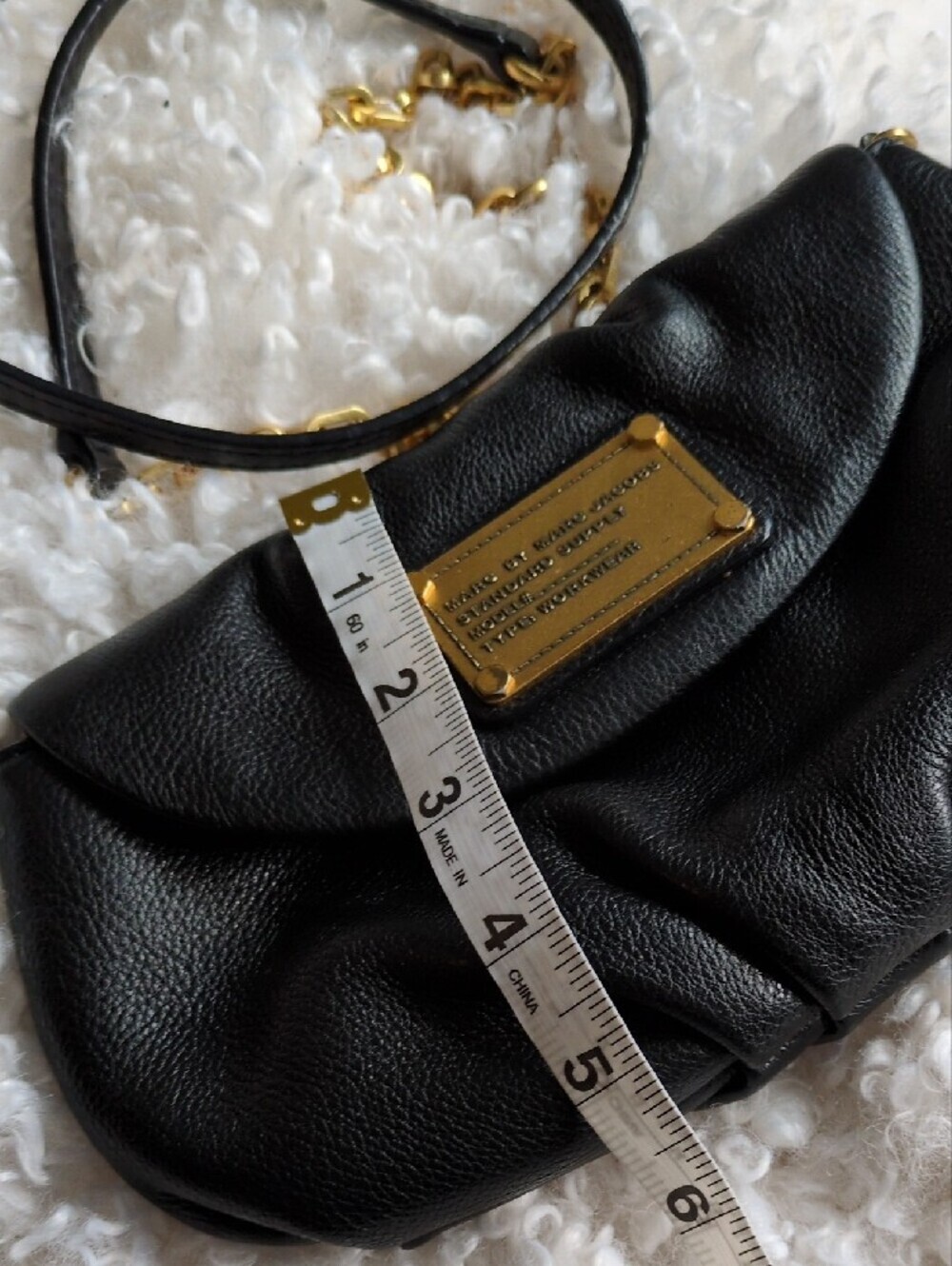 Marc by Marc Jacobs Black Leather Crossbody with Gold Chain Detail - Picture 8 of 8